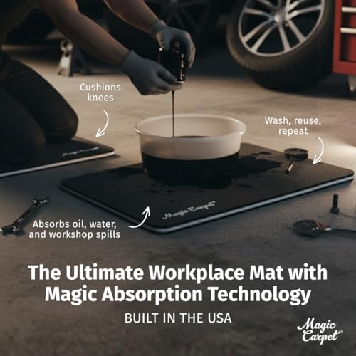 Magic Carpet® DIY Absorbent Work & Surface Protection Mat, LG, 1-Pack | 19.75" x 33" | absorbs spills & cushions dropped tools | strong, puncture-resistant | low-profile comfort | made in USA - size: Large | 19.75" x 33"