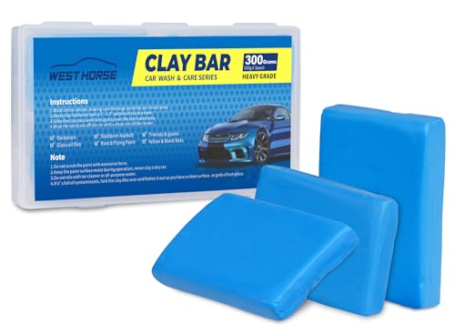 Clay Bar for Auto Detailing 3 * 100g, Automotive Clay bar Kit for Cars’Paint Surface, Metal and Glass, Prep for Sealants, Waxes and Coatings (3x100g, Blue, Heavy) - size: 300g