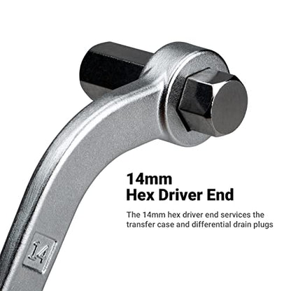 Capri Tools Oil Drain Plug Wrench, Compatible with BMW and Mercedes-Benz, 17 mm and 14 mm Sockets