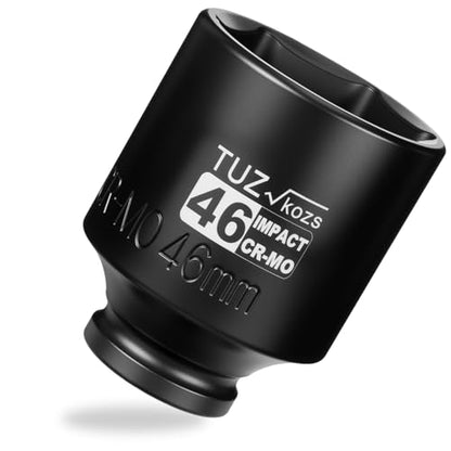 1/2 Inch Drive 46mm Deep Metric 6 Point CR-MO Impact Socket | Radius Corner Design,Square Chamfered Opening,Axle Nut Impact Grade Socket for Easy Removal - size: 1/2” Drive 46mm Deep, style: 1/2" Drive Deep Socket