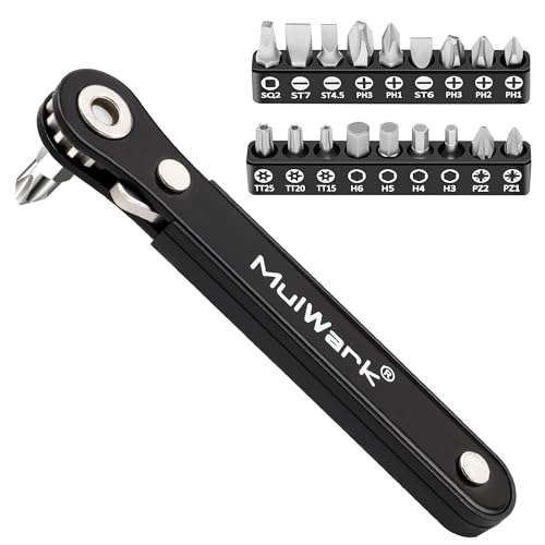 MULWARK 20pcs Small Screwdriver Set, 1/4" Right Angle Screwdriver Set, 90-Degree Offset Screwdriver for Tight Spaces, Auto Repair, Electronics, DIY Home Improvement EDC Tool Kit - size: 20-piece screwdriver set