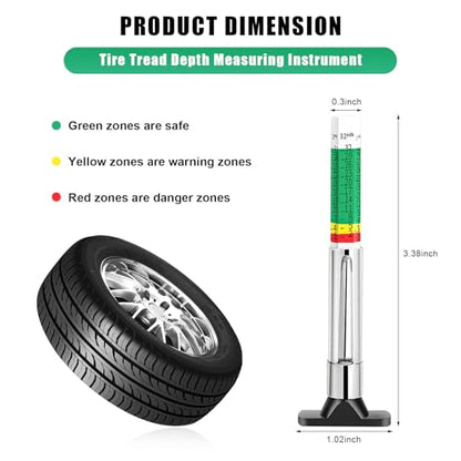 Car Tire Tread Depth Gauge, Color Coded Accurate Tyre Depth Measurement Tool in 32nds, Professional Six-Sided Tire Wear Checker Universal Fit for Cars Trucks Motorcycles - color: 1pcs
