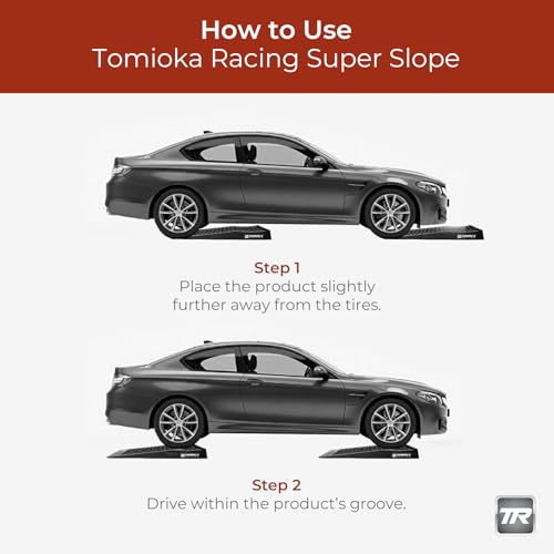 Tomioka Racing Super Slopes Low Profile Car Service Ramps Pair with Anti-Slip Pads, Perfect for Raise Lowered Car Oil Changes, Lift Vehicle Maintenance, & Jack Support