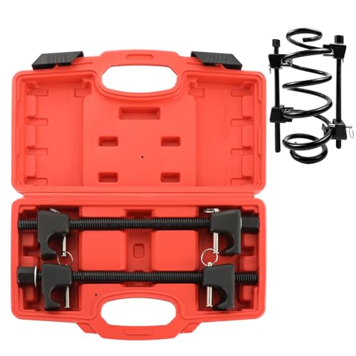 NYXOVA Macpherson Strut Spring Compressor, 2pcs Heavy Duty Coil Spring Compressor Strut Remover Installer Tool, 21mm Socket 1/2" Drive Safe Universal Set for Struct Spacer Assembly/Shock Installation - color: Red