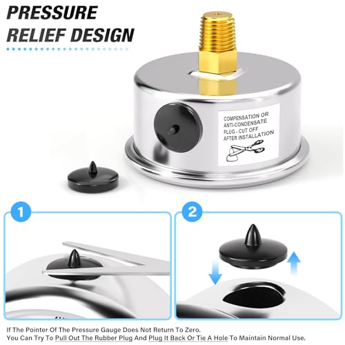 MEANLIN MEASURE 0-100Psi Stainless Steel Glycerin Filled Pressure Gauge 1/8" NPT 1.5" FACE DIAL, with 3/8" Barb Pressure Adapter Liquid Filled Pressure Gauge (9Pieces Kit, Back Mount) - size: 0-100Psi