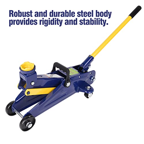 2 Ton Heavy Duty Floor Jack, Lifting Range 5-1/8" to 13",Hydraulic Low Profile Trolley Service Car Jack,4400 lb Capacity,Blue(AA51) - color: Blue, style: 2 ton