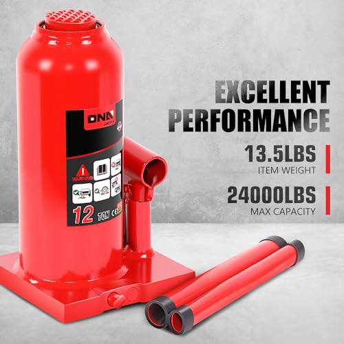 DNA Motoring 12 tons / 24000 lbs Lifting Automotive Welded Hydraulic Bottle Jack for Repair Vehicle, Pickup, Truck, w/Manual Handle, Red,TOOLS-00360 - color: red, style: 12 ton