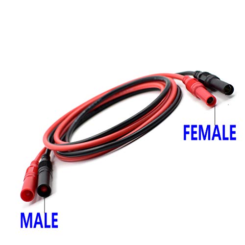 Meter Test Lead Extension Male to Female Connector 4mm Banana Plug to Jack Heavy Duty Silicone Wires Multimeter Leads Probes Adapter 14AWG (1 pair) (39.4")