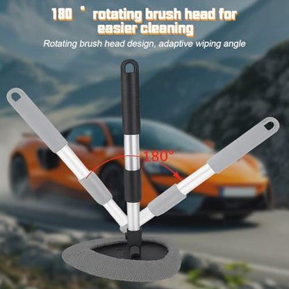 Car Windshield Cleaner Tool, Extendable Handle Triangle Vehicle Window Cleaner with 3 Washable and Reusable Microfiber Pads, Auto Windscreen Cleaning Tool, Universal Fit - size: Triangle