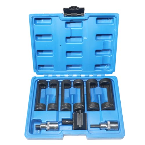 Strut Nut Socket 16mm 18mm 19mm 21mm 22mm 24mm with 12 Point 1/2" Drive Suspension Strut Spreader Socket Tool Suspension Strut Split Hub Steering Knuckle Spreader Tool 9pc Shock Absorber Tool - size: 10PC
