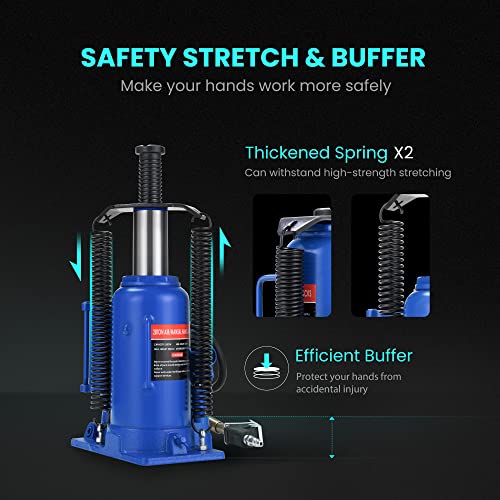 SPECSTAR Pneumatic Air Hydraulic Bottle Jack with Manual Hand Pump 20 Ton | Heavy Duty Auto Truck Travel Trailer Repair Lift Blue - color: Blue