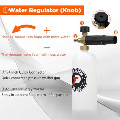 Tool Daily Short Pressure Washer Gun with Foam Cannon, 15° Curved Car Wash Brush with Long Handle, 5 Nozzle Tips, 1/4” Quick Connect - style: Foam Gun with Brush