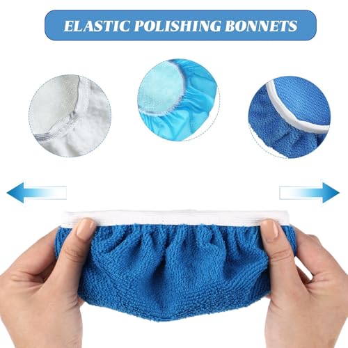 Mudder 20 Pieces Car Orbital Buffer Polisher Pad Bonnet Microfiber Max Bonnet Polishing Buffing Pad Cover(Sapphire Blue,7-8 Inches) - color: Sapphire Blue, size: 7-8 Inches