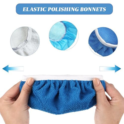 Mudder 20 Pieces Car Orbital Buffer Polisher Pad Bonnet Microfiber Max Bonnet Polishing Buffing Pad Cover(Sapphire Blue,7-8 Inches) - color: Sapphire Blue, size: 7-8 Inches