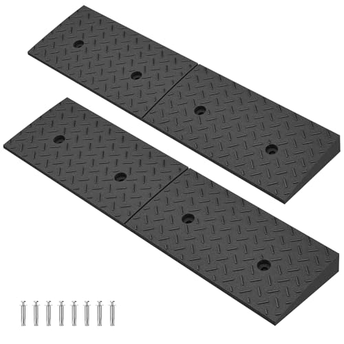 2 Pack 2'' Rise Driveway Curb for Ramps,Driveway Ramp Car Slope Ramp for Loading Dock Bike Vehicle Warehouse Sidewalk Wheelchair(38.6 x 9.8 x 2 Inch) - size: 2" Rise