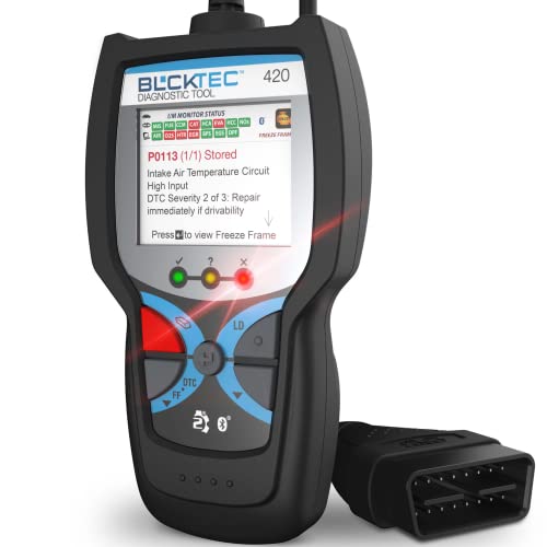BLCKTEC 420 Bluetooth OBD2 Scanner Diagnostic Tool - Vehicle Code Reader for Car - Clears Check Engine Light - Comes with Premium OBD App On IOS & Android - Works For All Cars 1996 & Newer - size: Screen Size 1.8"