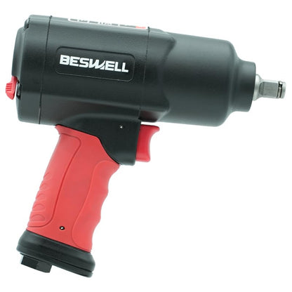 BESWELL BW-112FN-A 1/2-Inch Air Impact Wrench, 1254 Ft-Lbs Max Torque | Heavy-duty twin hammer pneumatic gun effortlessly tackles automotive repairs, tire changes, and demanding garage shop work.