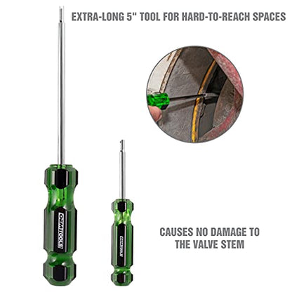 OEMTOOLS 22589 Tire Valve Core Tool Set - 2 Piece, Valve Core Tool, Tire Valve Stem Tool, Shrader Valve Remover, Tire Repair Tools, 2 Piece Set | Schrader Valve Core Tool Set, 2" & 5" Blades, Service Cars, Trucks, Motorcycles, Bicycles, Acetate Handles -