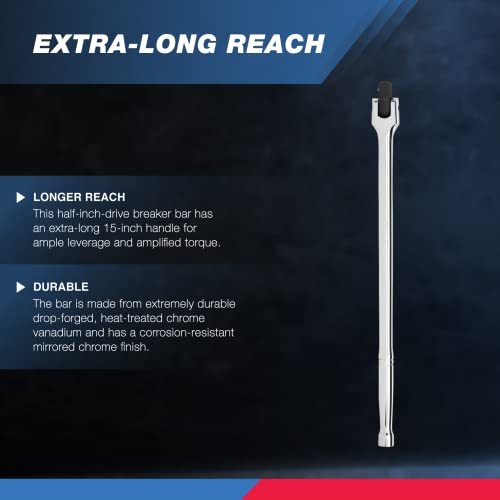 NEIKO 00206A 1/2" Breaker Bar, 1/2-Inch Drive 24-Inch Breaker Bar, Flex Head Chrome-Moly Cr-Mo, Lug Nut Wrench, Tire Bar, Cheater Bar - size: 24" Length, style: 1/2" Drive