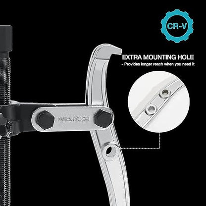 DURATECH 8-Inch 3-Jaw Gear Puller, Assembly Required, CR-V Steel | Black Phosphated, Anit-Slip, Corrosion Resistance, for Narrow Spaces, Bearing Puller, for Gears, Pulleys, Bearings, Flywheels - size: 8-Inch (assembly required)