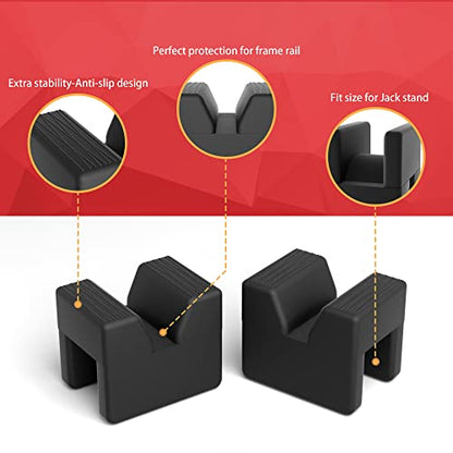 Seven Sparta 2 Pcs Jack Stand Pads Adapter Pinch welds Protectors (Cube, 2) | Universal Fit for Most 3 Ton Jack Stands,Heavy Duty Rubber,Anti-slip Surface,Protect Pinch Welds&Frame Rails,V groove Design - style: cube 2