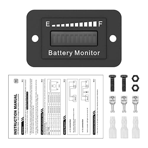 12V 24V 36V 48V 60V 72V Golf Club Cart Battery Monitor Meter for Yamaha EZGO Motorcycle LED Battery Capacity Indicator Meter Waterproof Lead-Acid or Lithium ion Battery Level Indicator Monitor Gauge