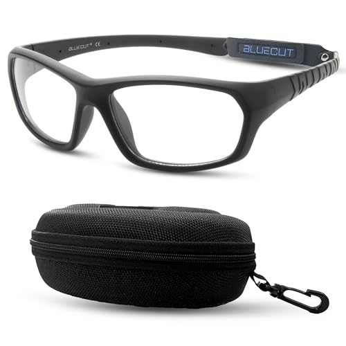 BLUE CUT Sports Protection Goggles, Anti-Fog Lenses Safety Glasses for Basketball, Pickleball and All Outdoor Sports - color: Black-black, size: Medium