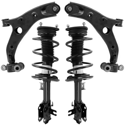 Detroit Axle - 4pc Front Struts Kit for 2014 2015 2016 2017 2018 Mazda 3, 2 Struts with Coil Spring Assembly 2 Lower Control Arms with Ball Joint Replacement Suspension Kit - size: 4CQ472415/Big Kit