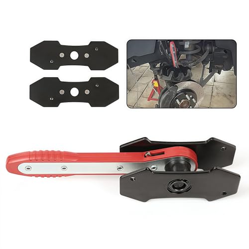 G-PLUS 360° Brake Caliper Press Tool with 2 Groups Steel Plates,4 in 1 Universal Disc Ratchet Brake Caliper Tool,Ratchet Piston Spreader Automotive Tools Car Brake Repair & Instalation Red - color: Red(Seller delivery)