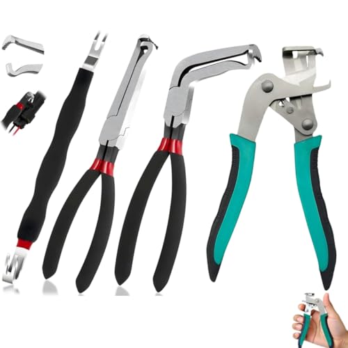 Car Clip Pliers/Disassembly Tools,Efficient Multi-Functional Automotive Snap Ring Pliers,Electrical Disconnect Pliers for Cars,Connector Separator Tool and Fuel line disconnect tool (4PCS) - color: Black