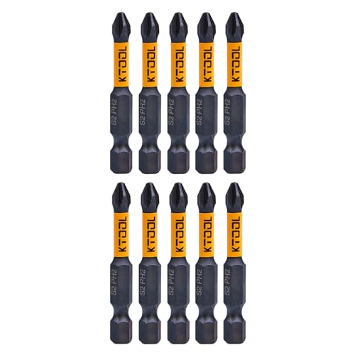 Impact Driver Bit Set 10 Pack - #2 Phillips 2 Inch Shockproof Bits, Magnetic S2 Steel Heavy Duty Torsion Design Power Screwdriver Bits with Hex Bit Holder Rack - style: 2"-PH2-10PCS