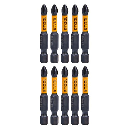 Impact Driver Bit Set 10 Pack - #2 Phillips 2 Inch Shockproof Bits, Magnetic S2 Steel Heavy Duty Torsion Design Power Screwdriver Bits with Hex Bit Holder Rack - style: 2"-PH2-10PCS