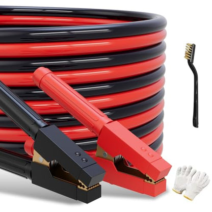 Heavy Duty Jumper Cables for Car Battery, 0 Gauge 30 Feet 1000AMP, Automotive Booster Cables for Jump Starting Dead or Weak Batteries, Suitable for 8L Gas & 6L Diesel, Carrying Bag Included - size: 0 Gauge （30FT）