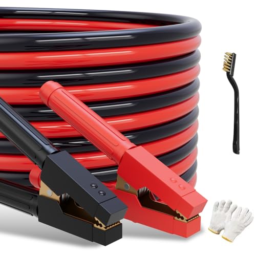Heavy Duty Jumper Cables for Car Battery, 0 Gauge 30 Feet 1000AMP, Automotive Booster Cables for Jump Starting Dead or Weak Batteries, Suitable for 8L Gas & 6L Diesel, Carrying Bag Included - size: 0 Gauge （30FT）