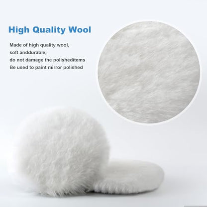 S SATC Wool Polishing Buffing Pad Car Buffer Polisher Pads Kit with 4PCS 6 Inch Buffing Pad M14 Drill Adapter and Hook and Loop Back, Drill Polisher Attachment for Car Polishing, Waxing - size: 6 Inches-6PCS