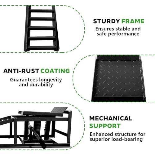 Anwick 2 Pack Hydraulic Car Ramps for Oil Changes, 5T Heavy Duty Steel Truck Ramps, Adjustable Lift Height, Low Profile Car Lift Ramp with Hydraulic Jack, Car Lifts for Home Garage (Black, 45") - color: Black