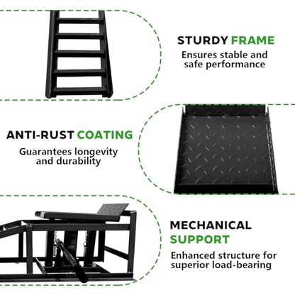 Anwick 2 Pack Hydraulic Car Ramps for Oil Changes, 5T Heavy Duty Steel Truck Ramps, Adjustable Lift Height, Low Profile Car Lift Ramp with Hydraulic Jack, Car Lifts for Home Garage (Black, 45") - color: Black
