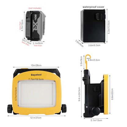 7000LM 45W Waterproof Cordless LED Work Flood Light, Compatible for Dewalt Makita 20V Milwaukee 18V m18 Rechargeable Lithium Tool Battery,Portabale for Construction Jobsite - style: Cordless Version-7K LM-Yellow