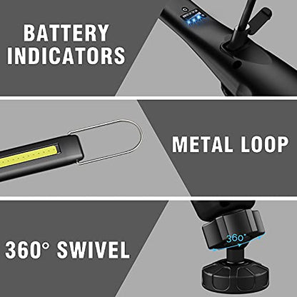 Dr. Prepare LED Work Light, 700 Lumens Rechargeable Work Lights, Cordless Portable Magnetic COB LED Work Light, Inspection Light for Car Repair, Home, Garage, Emergency