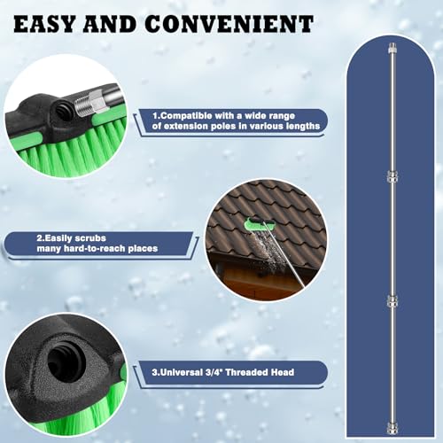 10“ Car Wash Brush Head, Scrub Brush Attachment for Extension Pole, Outdoor Cleaning Tool for Window, Wall, Floor, Deck, Patio - size: 1 Pack