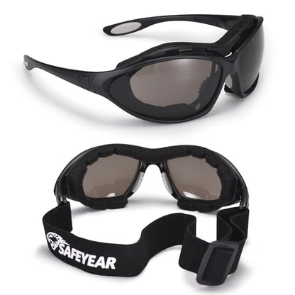 SAFEYEAR Anti Fog Safety Glasses- SG002 Clear Scratch Resistant Work Glasses No-Slip Safety Goggles Lab Grinding Chemistry - color: Smoke Lens