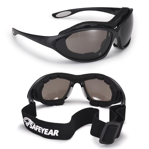SAFEYEAR Anti Fog Safety Glasses- SG002 Clear Scratch Resistant Work Glasses No-Slip Safety Goggles Lab Grinding Chemistry - color: Smoke Lens
