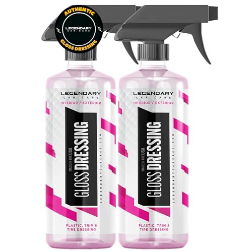 Legendary Gloss Dressing 16oz - Tire Shine Spray & Plastic Restorer - Water Based & Non-Greasy Interior/Exterior Detailing Spray - Trim, Rubber, Vinyl & Plastic Restorer for Cars (2Pack) - size: Gloss Dressing 16oz (2Pack)