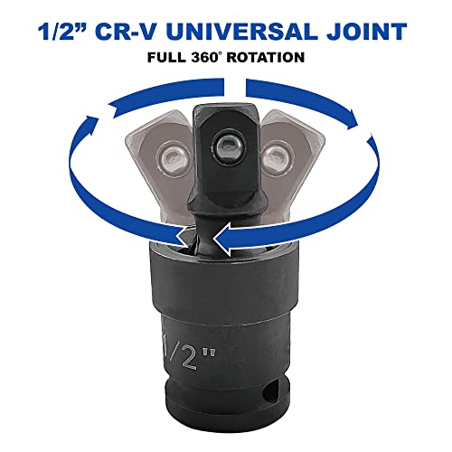 MacWork 39PCS 1/2-Inch Drive Impact Socket Set, CR-V Steel Standard & Deep Socket, SAE, 3/8" to 1-1/2", Universal Joint of 1/2", 6-Point Hex Radius Corner Design