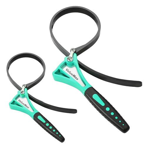 ValueMax 2-piece Strap Wrench Set, Adjustable Oil Filter Wrench with Max Diameter 4" (Small) and 6"(Large) for Shower Head Water Filter, Jar Opener Set, Green - color: Green