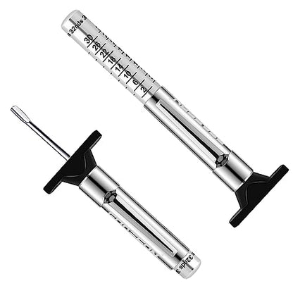 GODESON Tire Tread Depth Gauge,Metal Tread Depth Gauge with Clip,Tire Depth Gauge 32nds for car, Truck, Vehicle, Motocycler etc(Pack of 2) - color: silver
