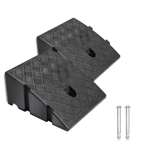 2Pack Plastic Curb Ramp for Driveway, Each 5.12" H x 10.63" W x 9.52" L, Extensible for Low Cars, Motorcycle,Bike, Cart Lawn