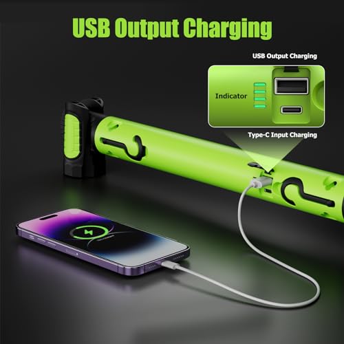 2 Pack Mechanic Work Light, 3000LM Rechargeable LED Bar, Portable, Magnetic, Hooks, SOS Flashlight - color: Green 2 pack