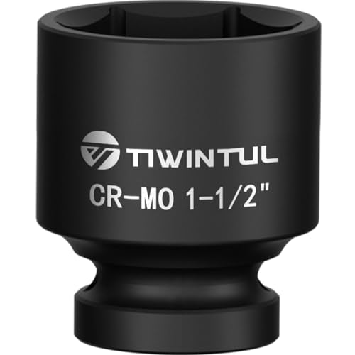 1-1/2” Shallow Impact Socket 1/2 Inch Drive, CR-MO Steel Impact Socket, 1.81" Length, 6 Point Design, SAE Size, Axle Nut Socket for Easy Removal of Axle Shaft Nuts - size: 1-1/2" (Standard)