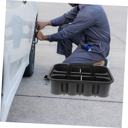 Happyyami Sturdy Plastic Storage Tray Organizer with Handle for Car Cleaning Tools Divided Tote Bin for Art Craft Supplies Makeup Bathroom Durable Stylish Cleaning Supplies Basket